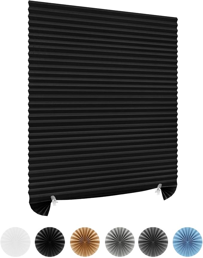Window Blinds Cordless Blackout No Drill Cut to Size Clip On Stick On Self