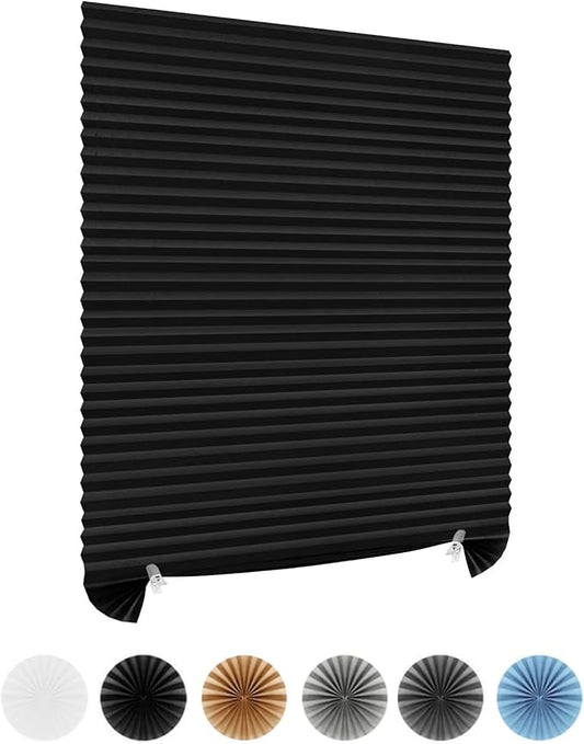 Window Blinds Cordless Blackout No Drill Cut to Size Clip On Stick On Self