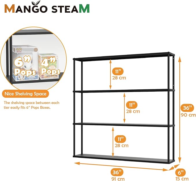 Mango Steam Wall-Mounted Steel Floating Shelving Unit
