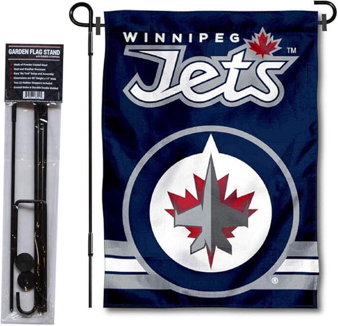 Winnipeg Jets Garden Flag with Pole Stand Holder