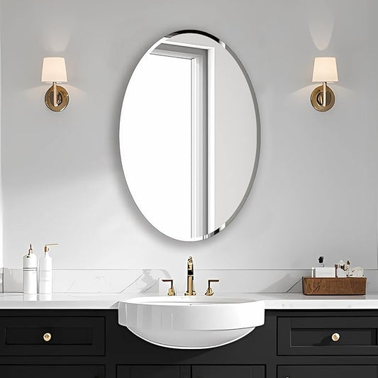 Frameless Oval Mirror, Bathroom Mirror