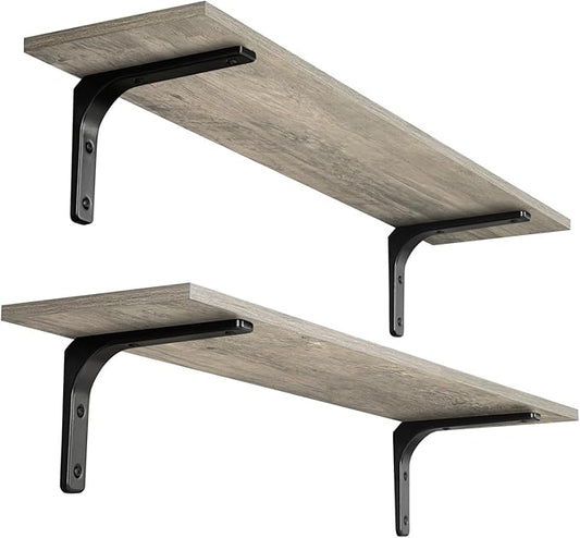 DINZI LVJ Long Wall Shelves, 31.5 Inch Wall Mounted Shelves Set of 2,