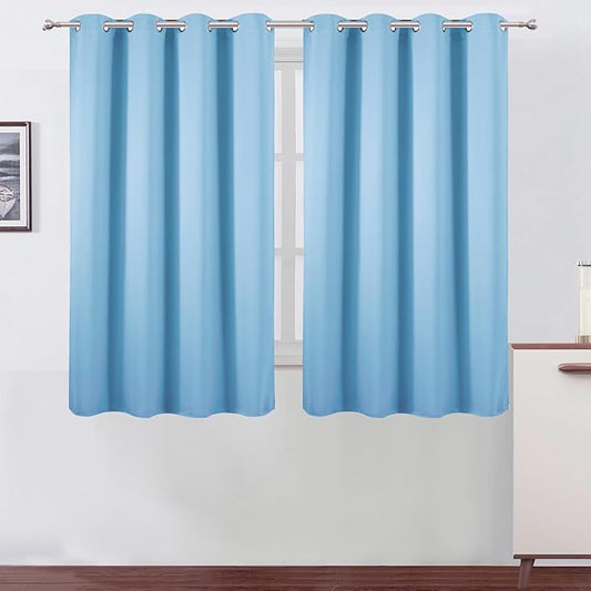 LEMOMO Blackout Curtains 66 x 54 Inch Long Sky Blue Curtains Set of 2 Panels