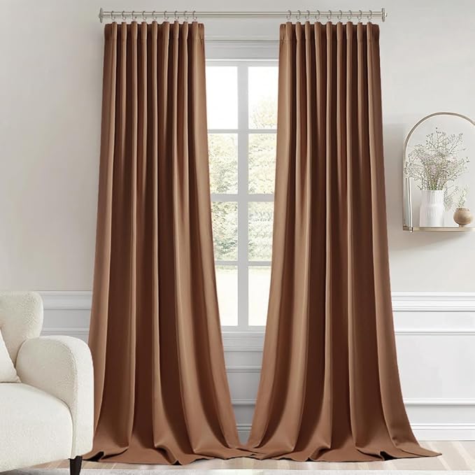 MIULEE Back Tab Blackout Curtains 108 Inch Long 2 Panels Set