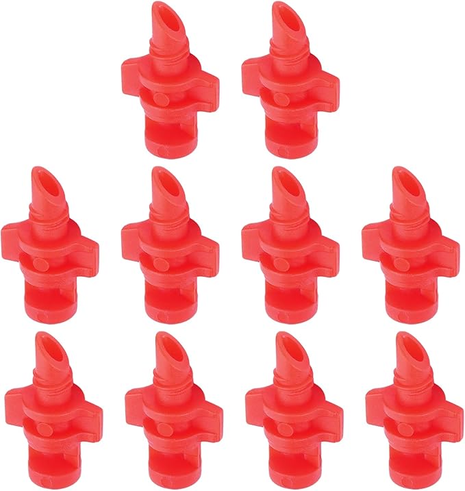 MroMax Micro Sprayer Fan Jet, 360 Degree Plastic Refraction Atomized Dripper Hydroponic Garden Irrigation, Red 50Pcs