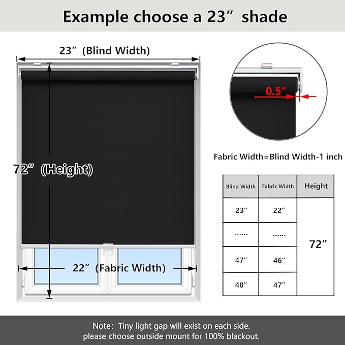 AOSKY Cordless Roller Shades Blackout Blinds