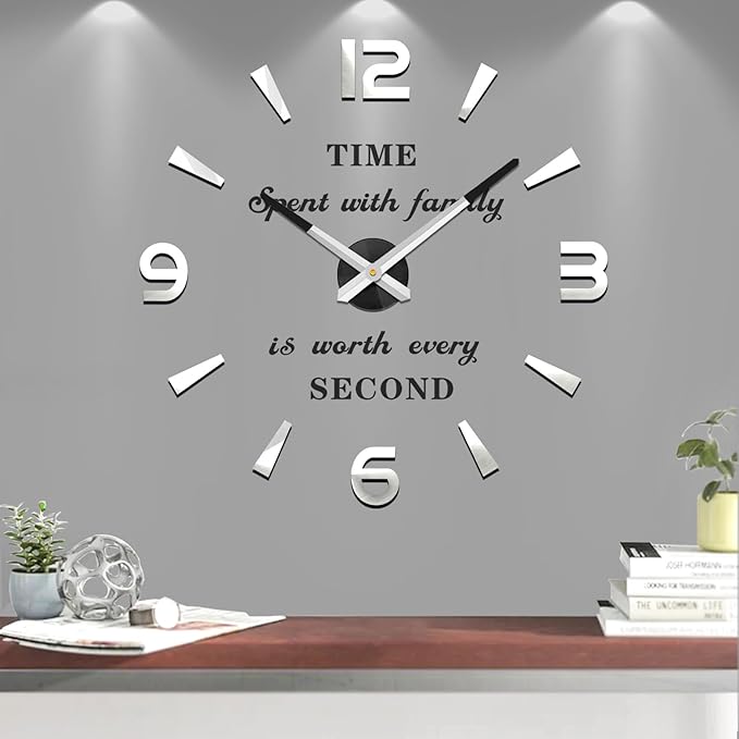VANGOLD Large 3D Wall Clock DIY Wall Decoration Clock