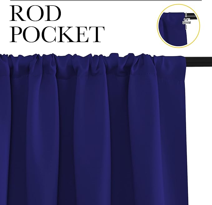 NICETOWN Bedroom Curtains Blackout Draperies, 1 Pair, 34-inch W x 63-inch L