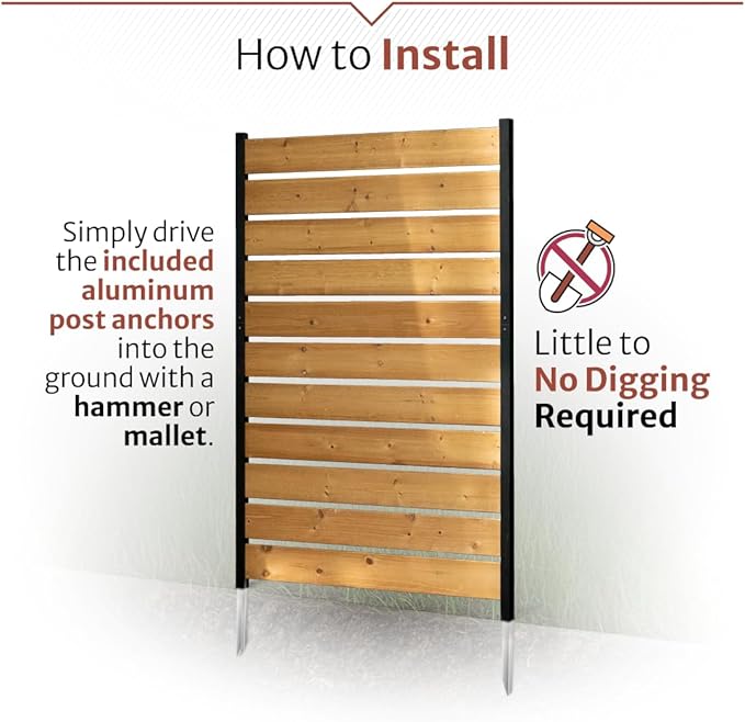 5ft H x 3.2ft W No Dig Enclo Concord Cedar Wood Privacy Screen, Great to Hide