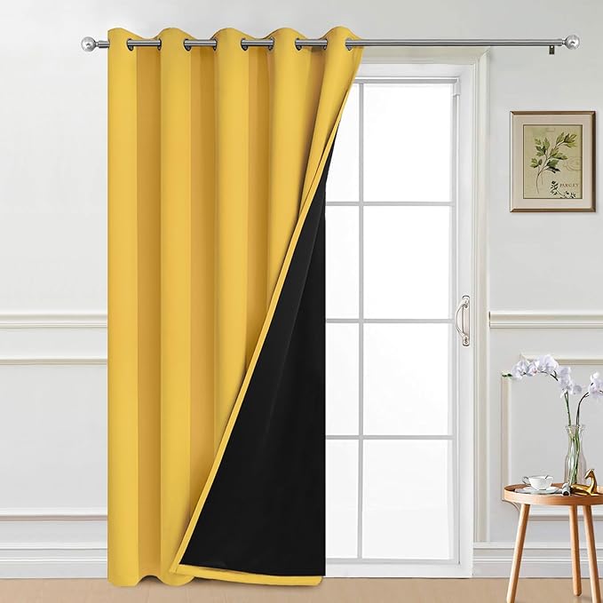 Yakamok 100% Blackout Lined Panels, Thermal Insulated Blackout Curtains