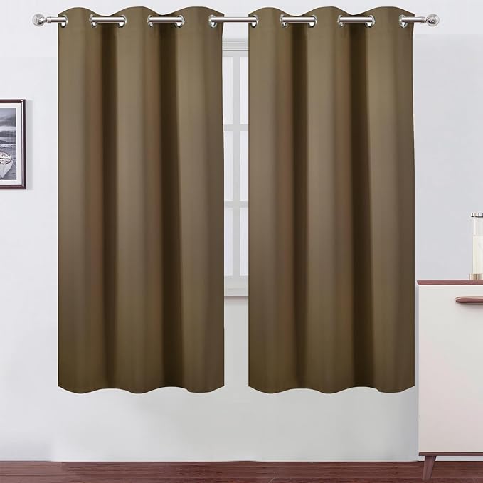LEMOMO Brown Thermal Blackout Curtains/42 x 72 Inch/Set of 2 Panels Room