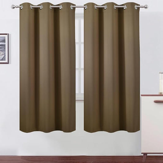 LEMOMO Brown Thermal Blackout Curtains/42 x 72 Inch/Set of 2 Panels Room