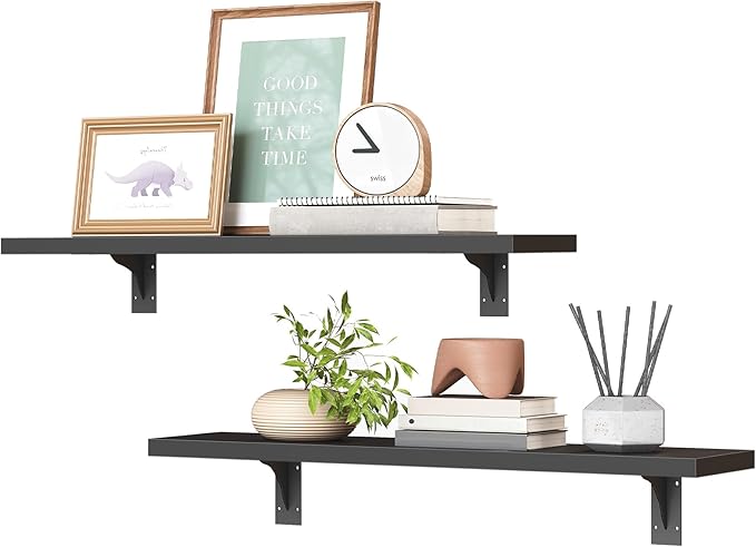 HOOBRO Floating Shelves for Wall, 15.4" Wall Mounted Shelves Set of 2, Hanging