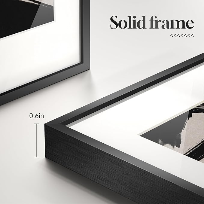 Framed Black and White Abstract Wall Art, 6 Pieces Modern Prints Paintings