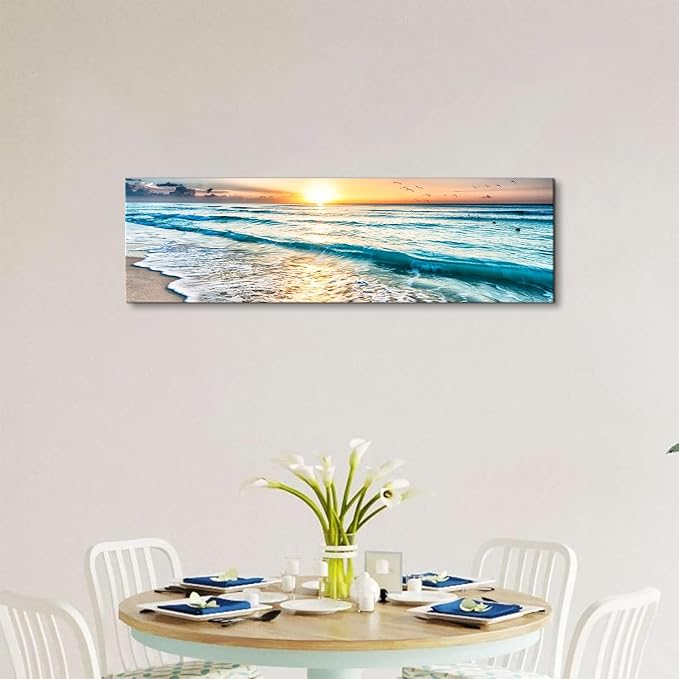 Sunrise Ocean Beach Canvas Wall Art Coastal Room Decor Nature Pictures