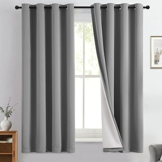 Yakamok 100% Blackout Curtain Panels 63 inches Cold and Light Blocking Drapes