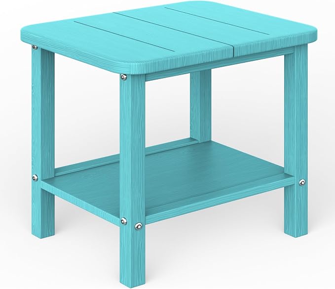 Ayge 17.7" Double Outdoor Side Table, Rectangular HDPE Adirondack End Table for Patio, Lawn, Pool, Garden, Backyardï¼Aurba