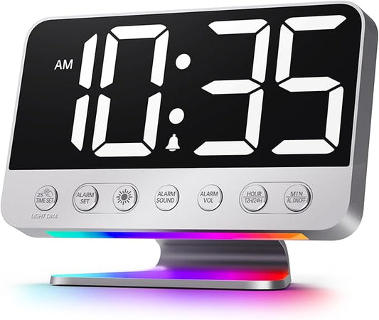 Odokee Digital Alarm Clocks for Bedrooms: Large Bold Number 5 Brightness Dimmer