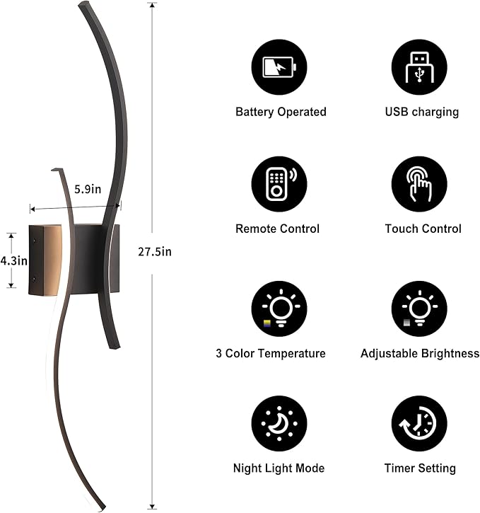 KARTOOSH Battery Operated Wall Sconce