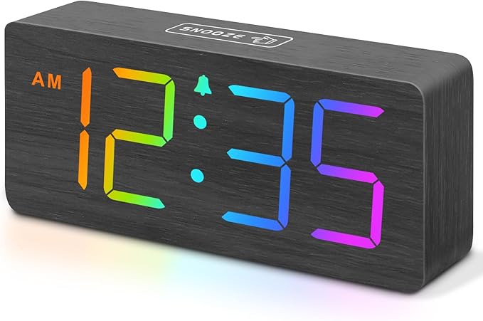DreamSky Wooden Digital Clock for Bedroom Desk