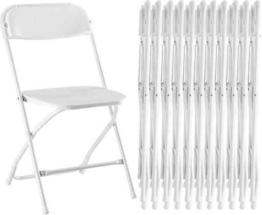 Sweetcrispy Folding Chair 12 Pack, Plastic Foldable Chairs with 330-Pound Capacity, Sturdy Metal Portable Chair, Easy to Use and Store, Outdoor and Indoor, for Home, Office, Party, Comfy, White