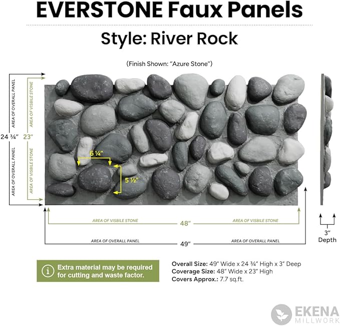 EverStone River Rock Faux Rock Panel, Azure Stone Color