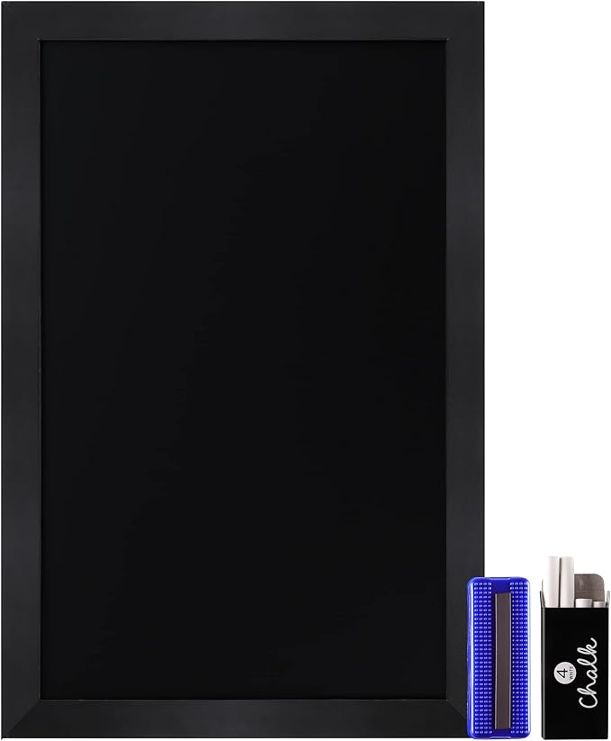 HBCY Creations Rustic Black Magnetic Wall Chalkboard, Extra Large Size 24" x 36"
