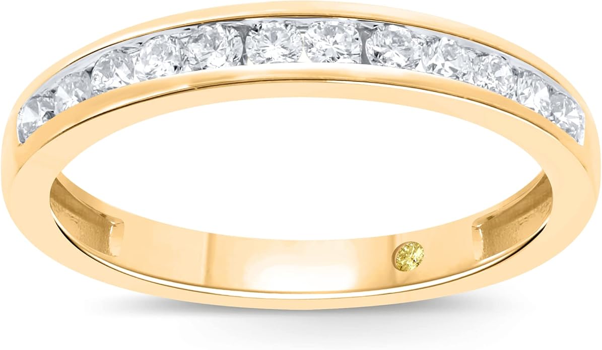 Lab Grown Diamond Wedding Rings for Women | 10K Yellow, White and Rose Gold Certified 1/6-1/2 Carat Channel Set Diamond Anniversary Bands and Wedding Bands for Her