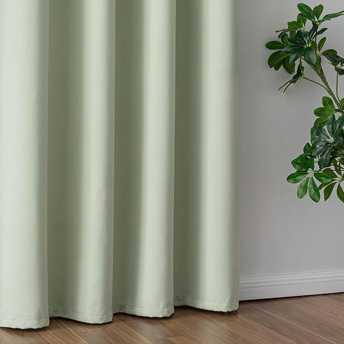 IGEMAEVE Sage Green Curtains 84 Inch Length 2 Panels Set, Light Filtering