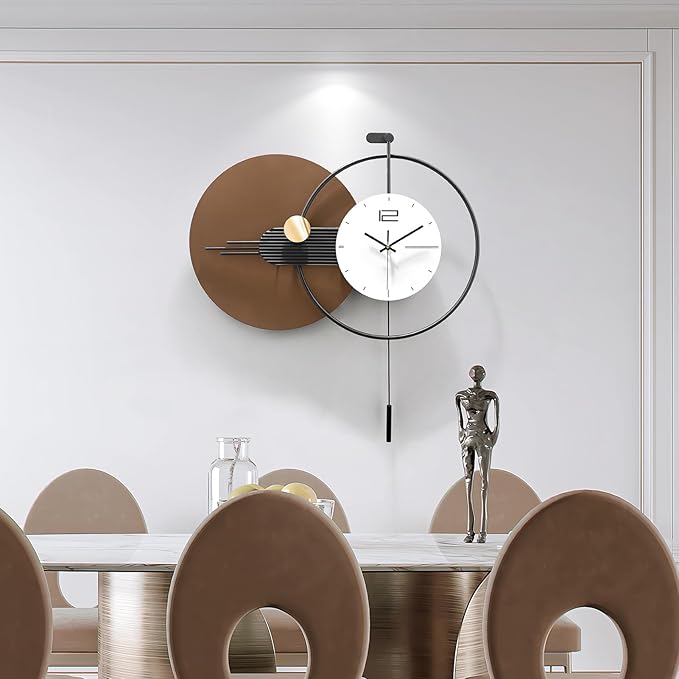 Large Modern Wall Clock for Living Room, Decorative Silent Battery Operated
