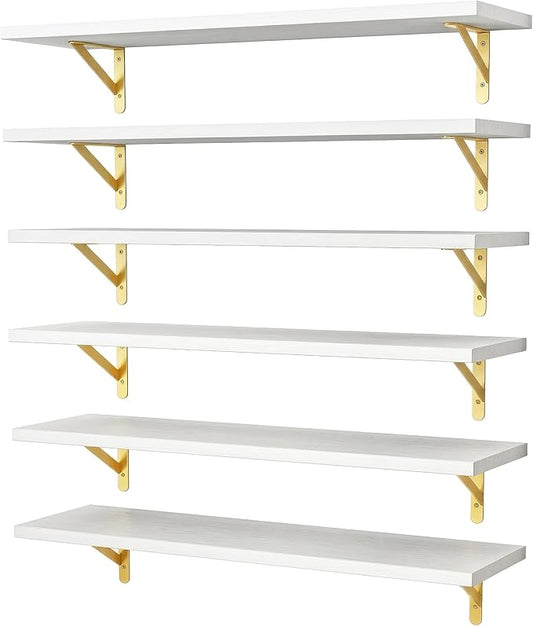 YGEOMER White Floating Shelves for Wall, Farmhouse 23.6 Inch Wall Shelves for