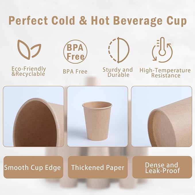 Lamosi 5 oz Paper Cups Disposable - 300 Count, Kraft Paper Cups for Bathroom Mouthwash, 5 ounce Espresso Coffee Cups for Home, Kitchen, Office