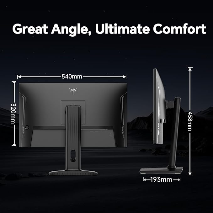 KTC 24 inch Gaming Monitor QHD 180Hz, Fast IPS 1440p Computer Monitor, Up to 185Hz, 1ms, G-Sync/FreeSync, HDR400, Height Adjustable, 2 x HDMI, 1 x DP H24T7