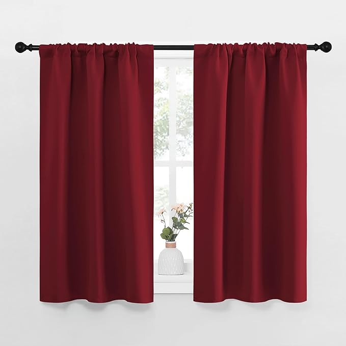 NICETOWN Christmas Burgundy Curtains Blackout Drape Panels