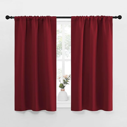 NICETOWN Christmas Burgundy Curtains Blackout Drape Panels
