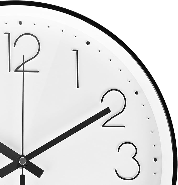 8 Inch Small Black Wall Clocks Silent Non Ticking Battery Operated