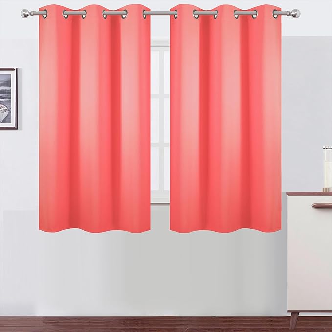 LEMOMO Coral Blackout Curtains 42 x 54 Inch Length Set of 2 Panels Grommet
