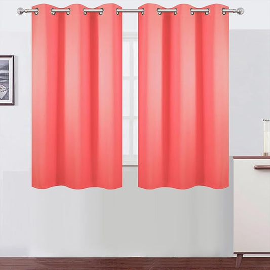 LEMOMO Coral Blackout Curtains 42 x 54 Inch Length Set of 2 Panels Grommet