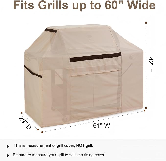 61 Inch BBQ Grill Cover - Heavy Duty Waterproof, Dustproof & Fade Resistant, Easy On/Off with Handles, Fits Weber Char-Broil Nexgrill