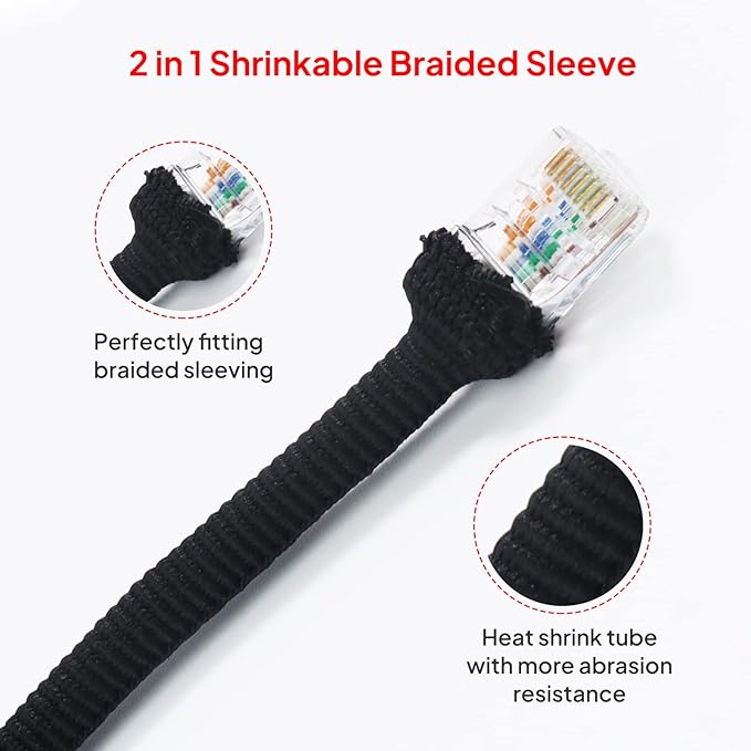 2 in 1 Heat Shrink Braided Sleeving Fabric Tubing-Ideal fit Irregular Shape Hose/Cable/Wire (1/2"(12mm), 40FT)
