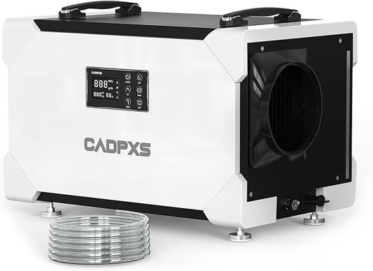 CADPXS Crawlspace Dehumidifier with Pump and Drain Hose, 145 Pints Commercial-Grade Dehumidifier for Crawl Spaces, Basements, Industrial and Water Damage Use, Large Capacity, 5 Years Limited Warranty
