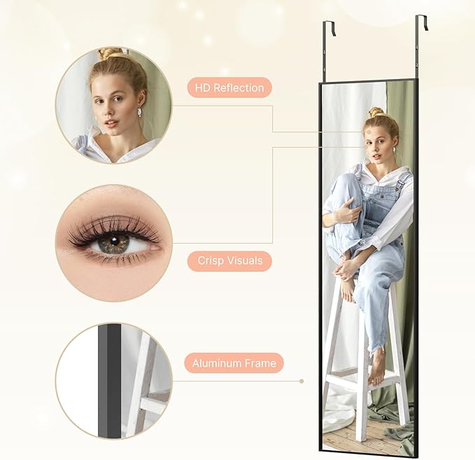 Kosmonia 48x14 Inch Full Length Tempered Glass Door Mirror