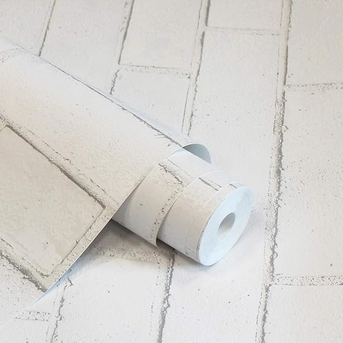 Tempaper Textured White Brick Removable Peel and Stick Wallpaper, 20.5 in X