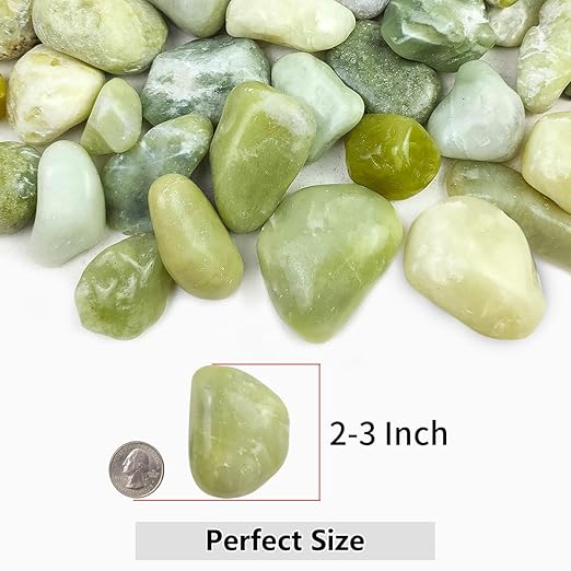 YISZM 20lbs Jade River Rocks for Landscaping, 2-3 Inch Natural Pebbles for Indoor Plants, High Polished Decorative Stones Vase Filler Fish Tank Aquariums Garden Outdoor and Indoor DIY