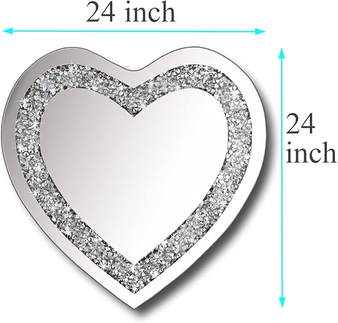 DMDFIRST Crystal Crush Diamond Heart Shaped Silver Mirror