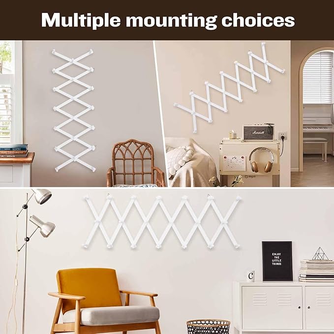 SCUNDA Wall Rack with 20 Hooks, Wooden Wall Expandable Coat Rack