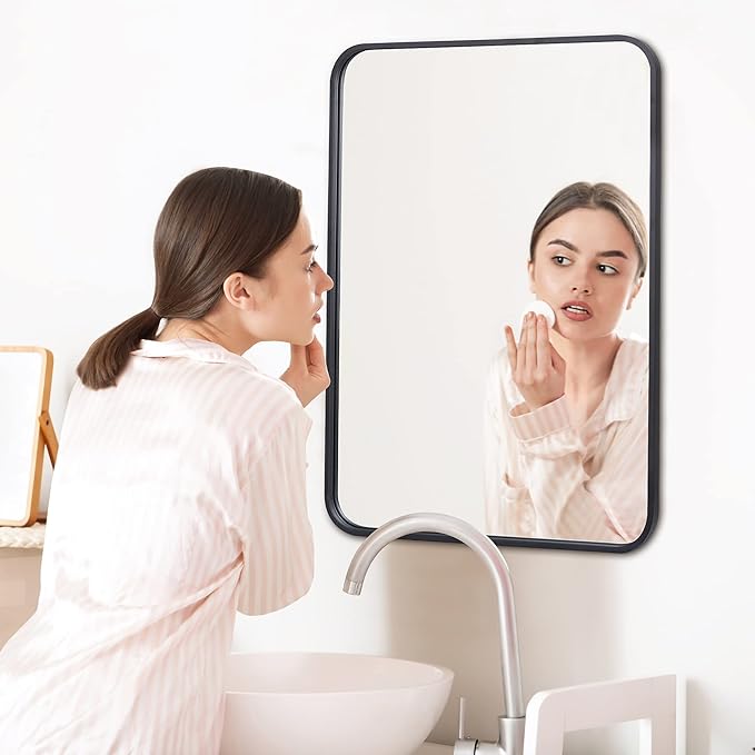 ZenStyle 2 Packs Black Metal Framed Rectangular Wall Mirror 22" x 30" Bathroom