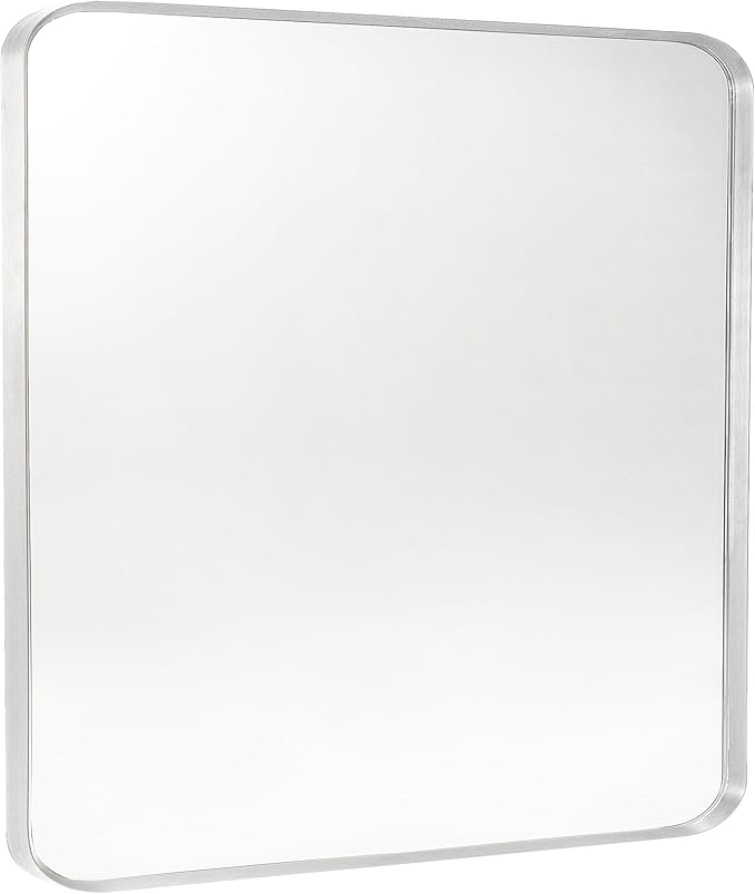 Silver Metal Framed Bathroom Mirror