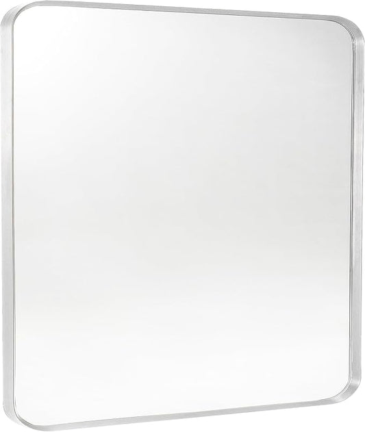 Silver Metal Framed Bathroom Mirror