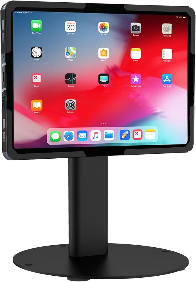 Mount-It! Universal Tablet Stand with Tilt, Anti-Theft Retail iPad POS Kiosk Stand, Fits Tablets from 9.7" to 13" Screen Size, 90° Rotation for Portrait and Horizontal Viewing, Durable Steel, Black